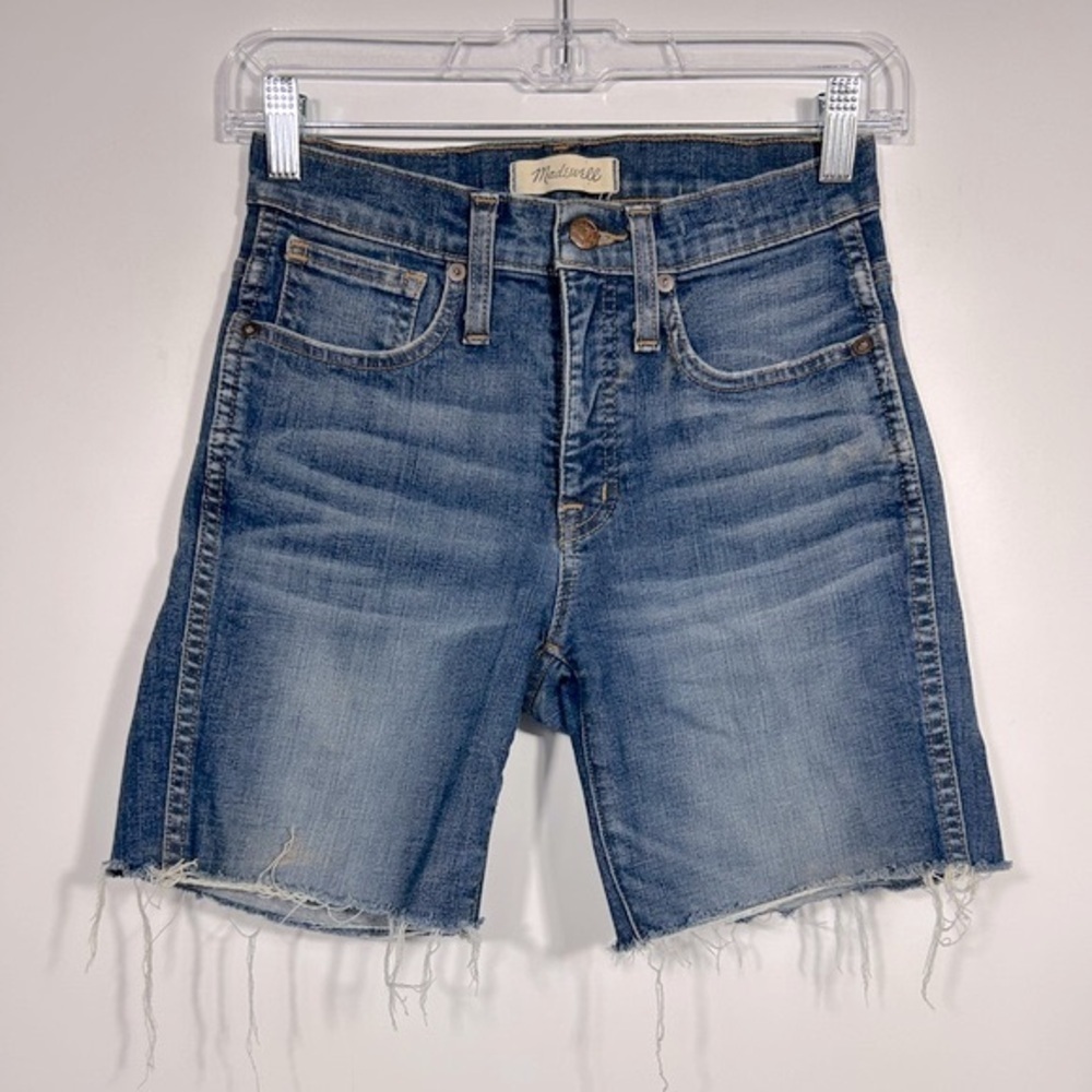 MADEWELL Slim Straight Jean Shorts Size 24 Medium Wash Cotton Blend